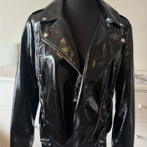 BB Dakota Shiny Black Leather Jacket